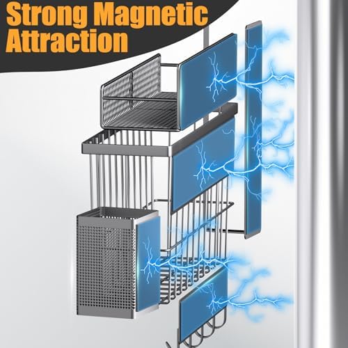 DTUQYX Magnetic Spice Rack for Refrigerator, 7 Pack Metal Magnetic Shelf - Image 3
