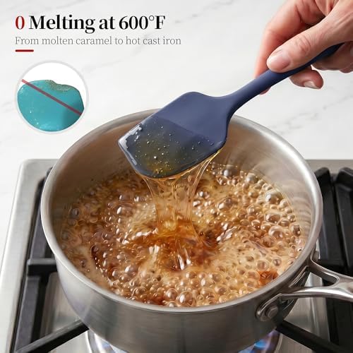 600ºF Heat Resistant Large Baking Silicone Spatula, Midnight Blue - Image 3