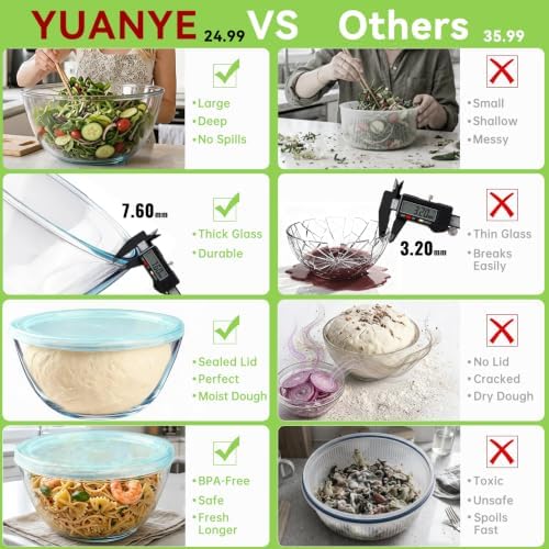 YUANYE 4 Pack Glass Mixing Bowls - Image 3
