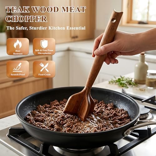 Meat Masher, Teak Wooden Ground Beef Smasher - Image 3