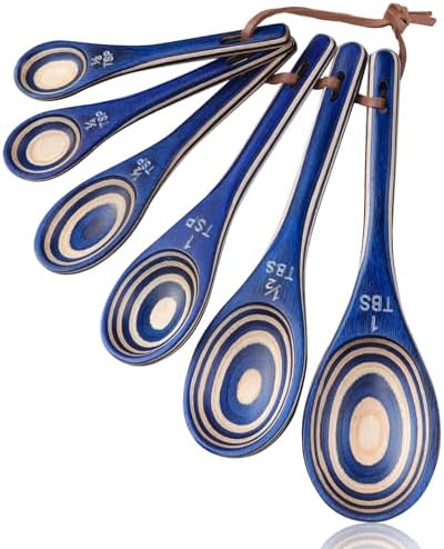 6pcs Measuring Spoons Set, Hardwood Pakkawood by EsieHouzie