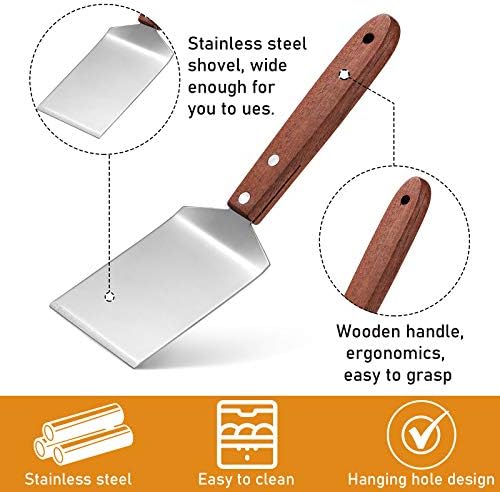 Newtay 2 Pcs Metal Small Spatula Wooden Handle Cookie Baking Scraper Turner - Image 4