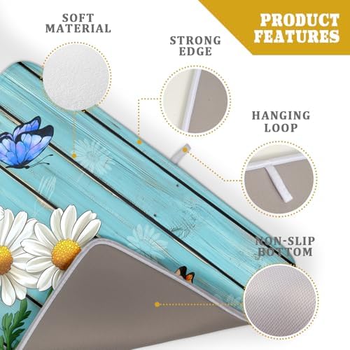 Daisy Dish Drying Mat for Kitchen Counter 18”x24” Rustic Daisy Absorbent Dish - Image 4