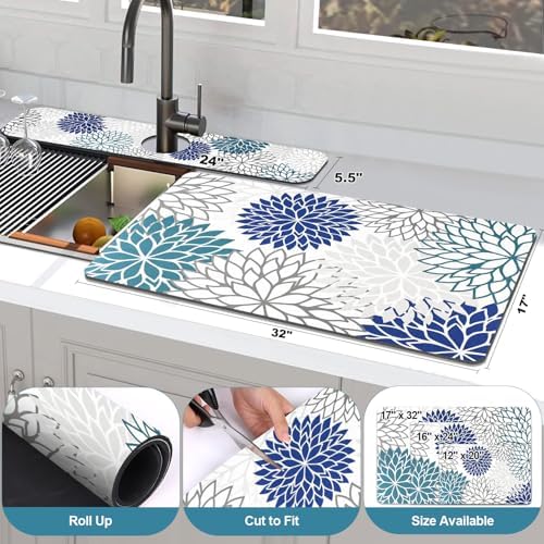 Findosom 2Pcs Dish Drying Mat & Sink Splash Guard, Absorbent Coffee Mat - Image 2
