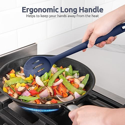 U-Taste Silicone Slotted Spoon, 13.3" Long Large Mix Spoon, Midnight Blue - Image 5