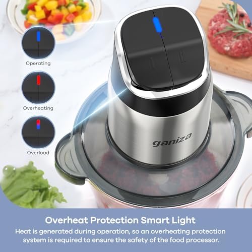 Ganiza Food Processor with Dual Bowls, 2-Speed Food Chopper & Meat Grinder - Image 2