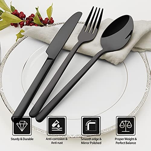KINGSTONE Black Silverware Set, 40 Piece Flatware Set - Image 2