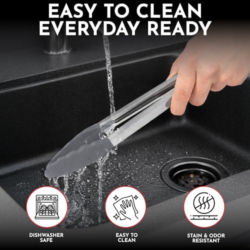 Kitchen Tongs - 12, 9 & 7 Inch Locking Silicone Tongs - Image 6