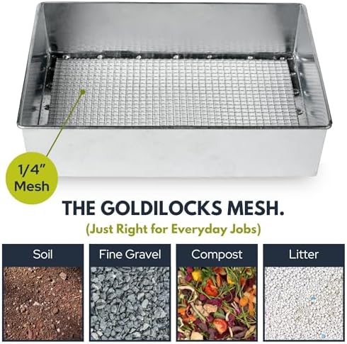 Soil Sifter, 1/4-inch Compact Galvanized Garden Sieve - Image 2