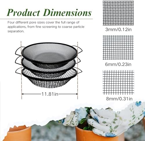 3Pcs Soil Sifter for Gardening, 8mm Grid Rock Sifter for 5 Gallon Bucket - Image 2