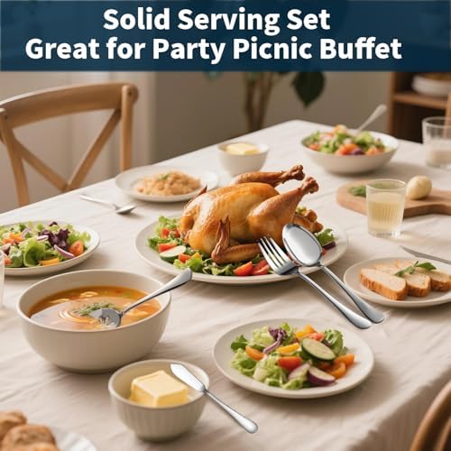 Silverware Set for 8 with Serving Utensils, Stainless Steel Flatware Cutlery - Image 7