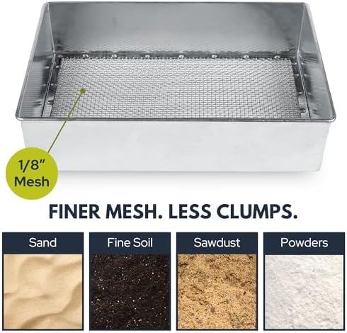 Soil Sifter, 1/8-inch Compact Galvanized Garden Sieve - Image 2
