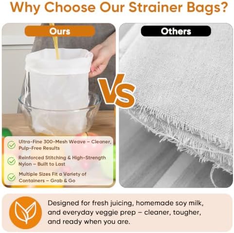 Ultra Fine 300 Mesh Nylon Strainer Bags – 12"x18", Reusable Kitchen Filter Bags - Image 4