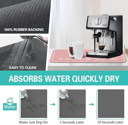 Coffee Bar Mat for Countertops 19inx12in, Absorbent Hide Stain Anti-Slip Cafe - Image 4