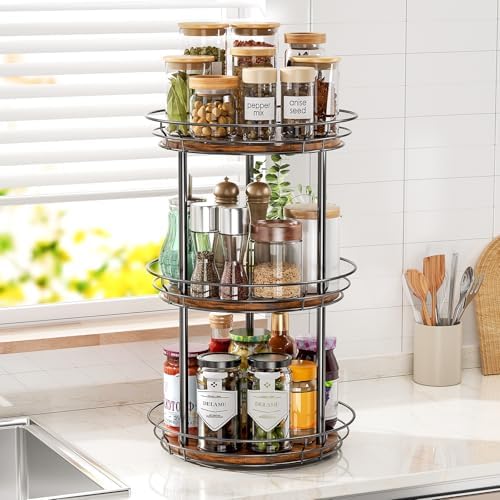 LAMU 3 Tier Lazy Susan Turntable Rotating Spice Rack Organizer - Image 2