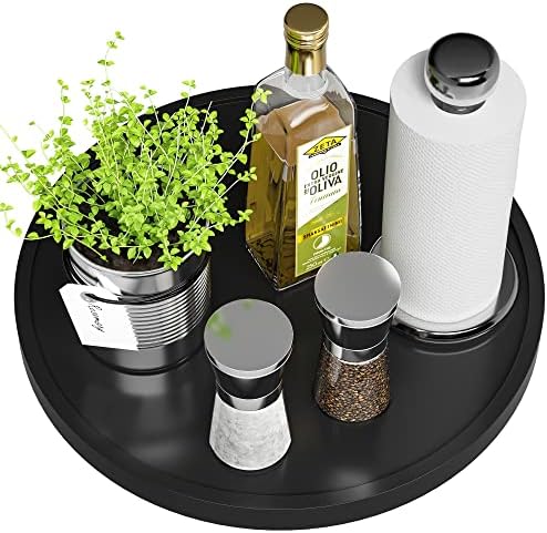 Lazy Susan for Table, 12 Inch Non-Skid Bamboo Turntable Organizer by VeyFey