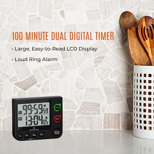 MARATHON Dual Digital Timer, 100-Hour Count Up/Down, Large Display - Image 2