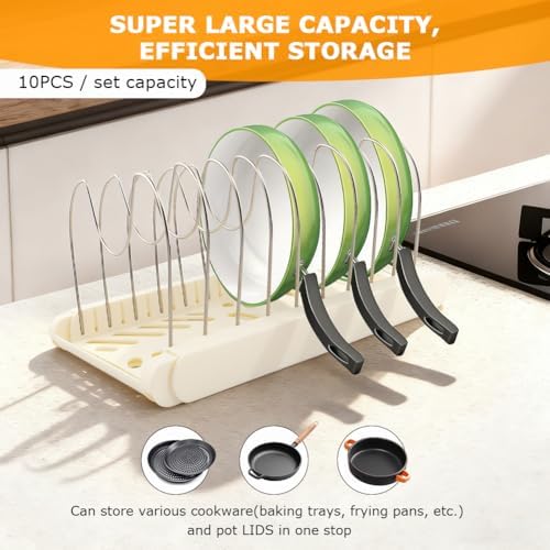 Pots and Pans Organizer for under Cabinet, Expandable Pot Lid Holder - Image 4
