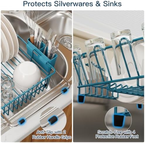 MAJALiS Blue Expandable Dish Drying Rack Over Sink - Image 5