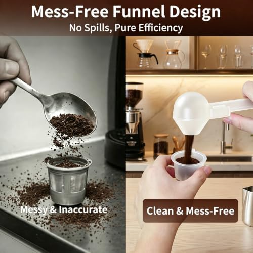 Coffee Scoop with Funnel for Reusable K Cup, 2 TBSP Measuring Spoon - Image 2