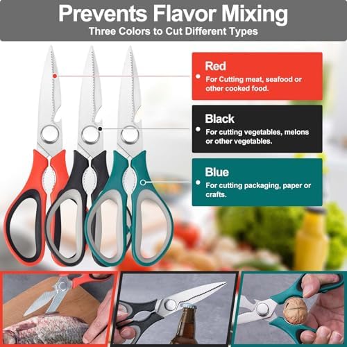 3-Pack Kitchen Scissor All Purpose Kitchen Shears Heavy Duty Scissors Stainless - Image 2