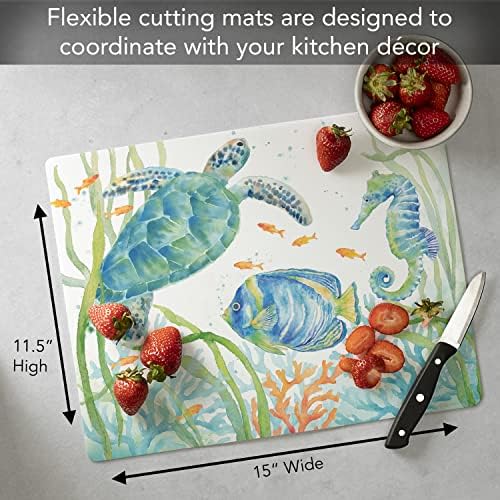 Cut N' Funnel Sea Turtle Designer Flexible Cutting Board Mat 15" x 11.5" - Image 3