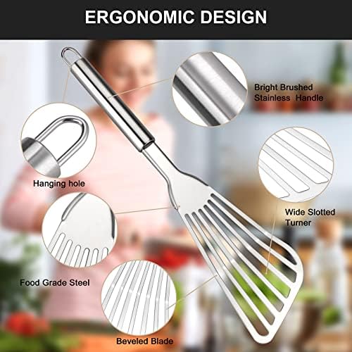 Cualork 2-Piece Premium Fish Spatula Set, Big Size Stainless Steel, Thickness - Image 4