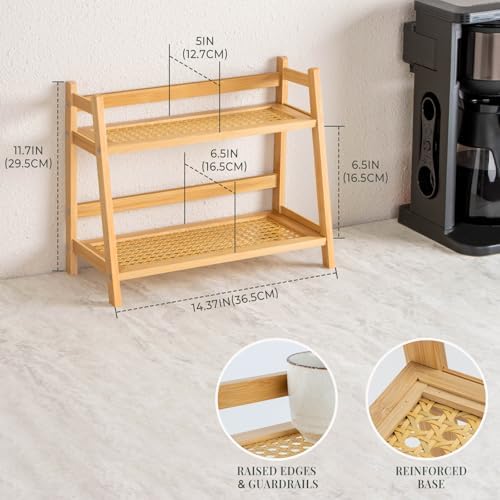 ANBOXIT Matcha Station Organizer, Countertop Bamboo Coffee & Tea Station - Image 5