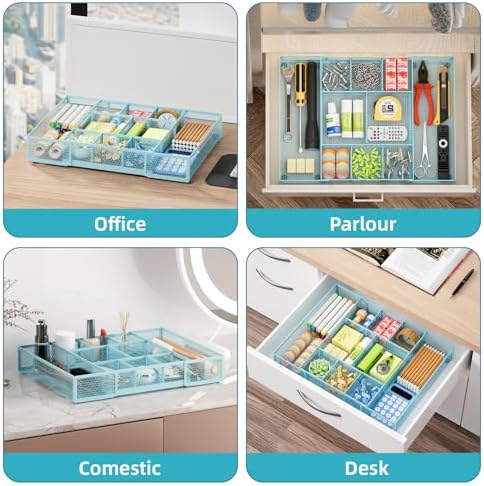 Marbrasse Expandable Desk Drawer Organizer, Mesh Drawer Organizer Tray - Image 4