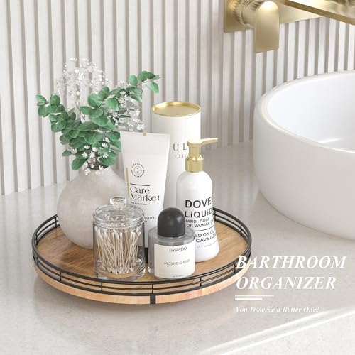 AMH 12-Inch Farmhouse Oak Lazy Susan Organizer - Image 5