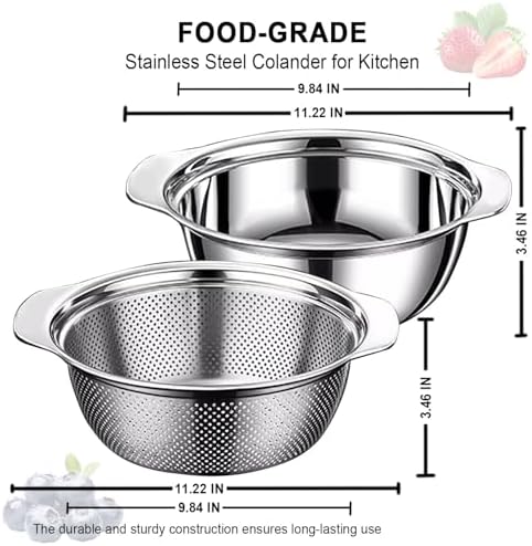 Stainless Steel Colander, 2.5 QT 9.85 Inch Colander - Image 3