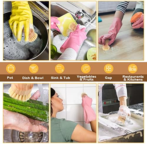 Nuenen 200 Packs Bamboo Dish Scrub Brush Set Sisal Kitchen - Image 4