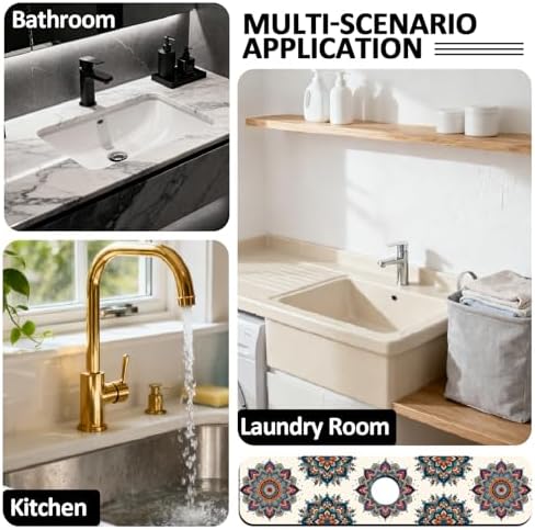 2 Pcs Kitchen Sink Splash Guard Faucet Mat Colored Mandala Faucet Mats - Image 7
