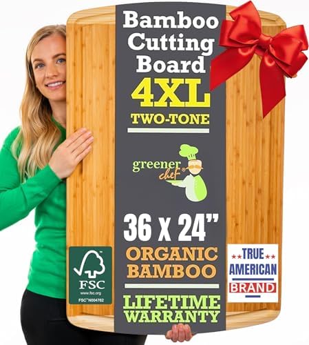 GIGANTIC 36 x 24 Inch Extra Large Bamboo Cutting Board by GreenerChef