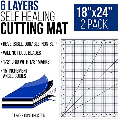 U.S. Art Supply 18"x24" Self-Healing Cutting Mat 6-Ply White/Blue - Image 2