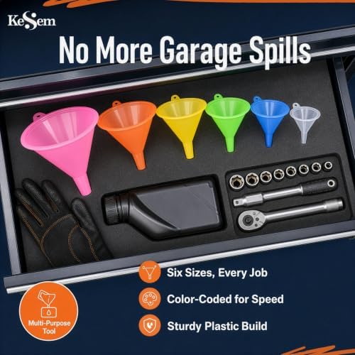 Plastic Funnel Set of 6, Mini to Large Funnels - Image 7