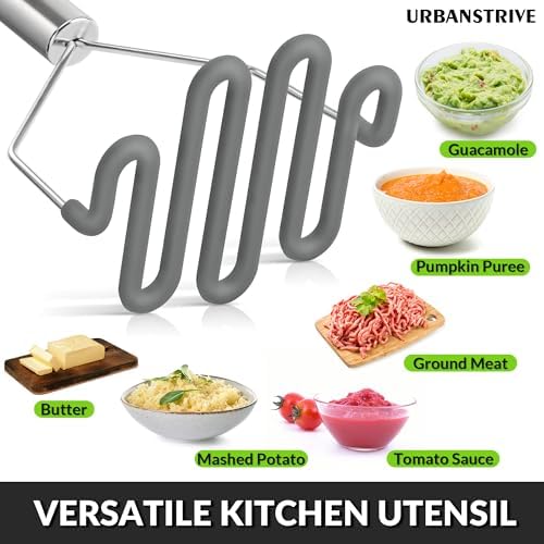 Urbanstrive Non-Scratch Silicone Potato Masher Kitchen Tool, Potatoes Masher - Image 4