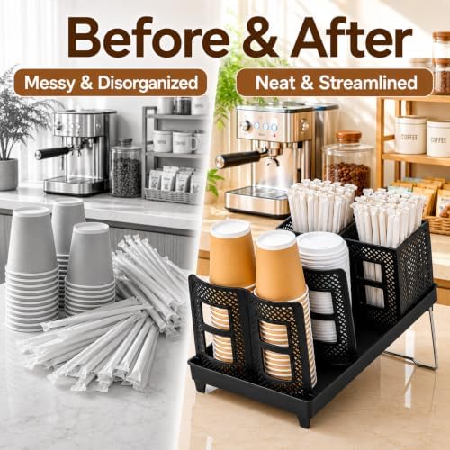 Cup and Lid Holder, Adjustable 6-Slot Coffee Cup Organizer - Image 4