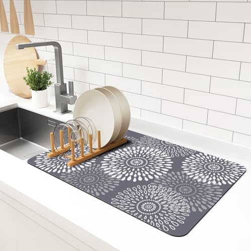 Dish Drying Mat Absorbent Kitchen Counter Mat Rubber Backing Draining Mat by LuxStep