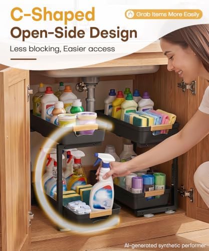 Homde Sliding Under Sink Organizer: 2-Pack Pull-Out Rack - Image 6