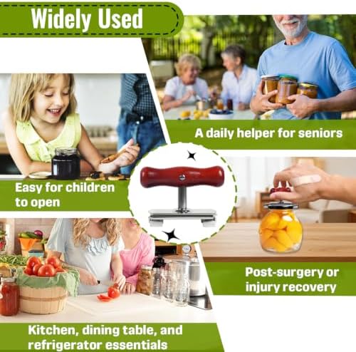 1-Pack Adjustable Jar Opener, Stainless Steel Lid Remover, Wood Handle - Image 7