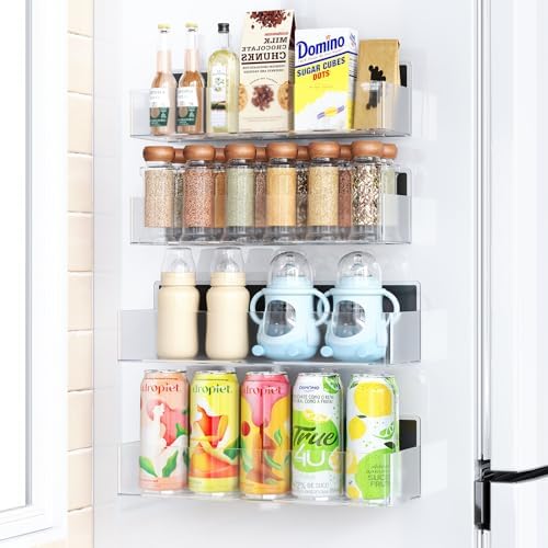 Mystozer Magnetic Spice Rack for Refrigerator Clear, 4 Pack by Mystozer