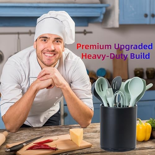 LIBODOUR Kitchen Utensil Holder, Extra Large 360°Rotating - Image 2