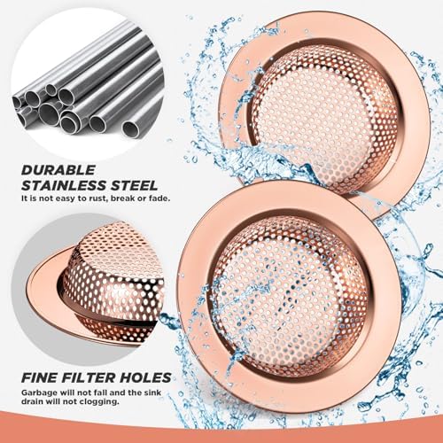 Retisee 2 Pcs Kitchen Sink Drain Strainer 4.4 Inch, Rose Gold - Image 5