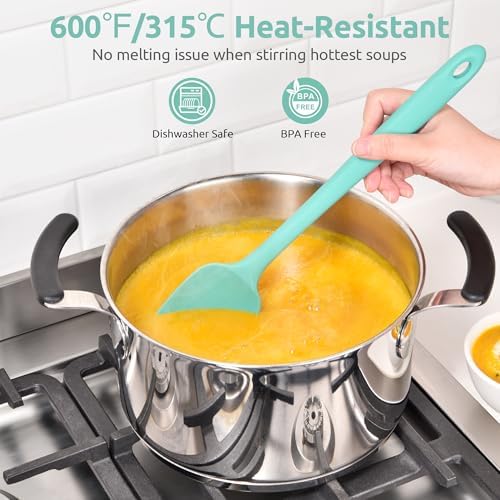 U-Taste 14" Long Silicone Spoonula, 600°F High Temp Spoon Spatula, Aqua Sky - Image 4