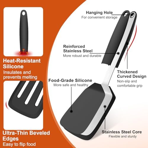 2 Pack Silicone Kitchen Spatula Set, 600°F Heat Resistant - Image 3