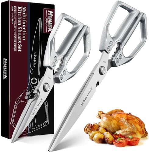 Huusk Heavy Duty Kitchen Shears, 2 Pack Japanese Steel Kitchen Scissors by HuuskKnife