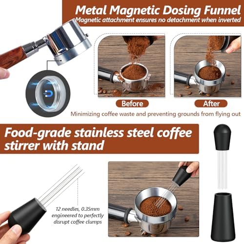 7 Pcs 51mm Espresso Accessories Kit, Spring Loaded Calibrated Tamper, WDT Tool - Image 3