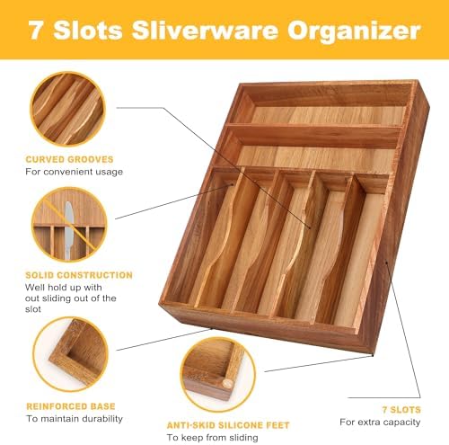 Kitchen Acacia Silverware Organizer - Image 6