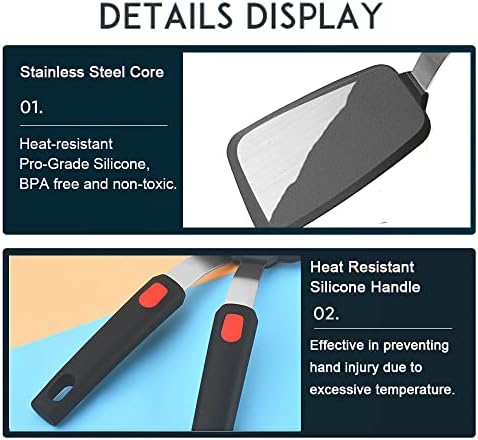 Flexible Silicone Turner Spatula, 600°F Heat-Resistant, BPA Free, Nonstick - Image 3